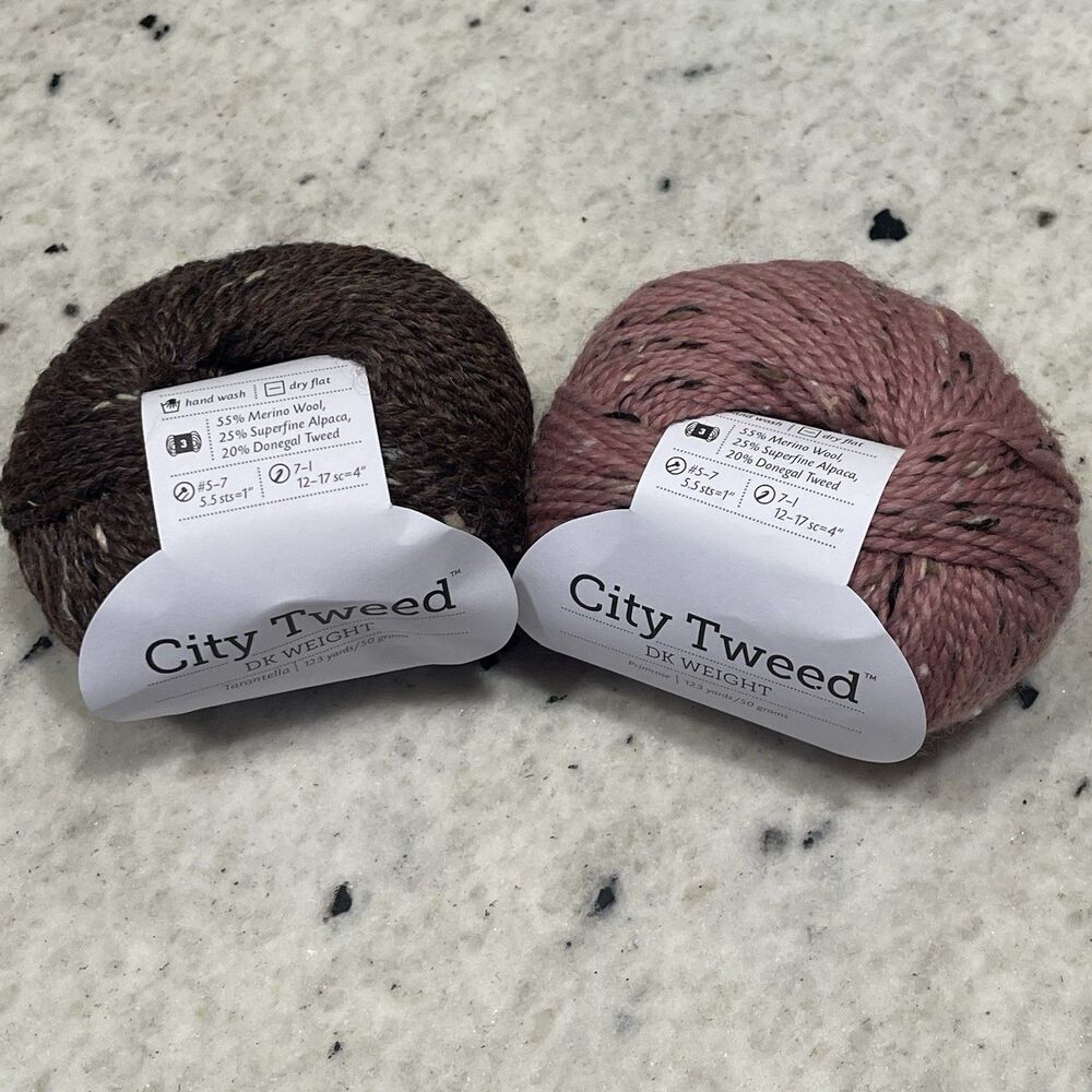 Knit Picks City Tweed Yarn Lot of 2 Tarantella CK07 & Primrose CY99 Pink Brown